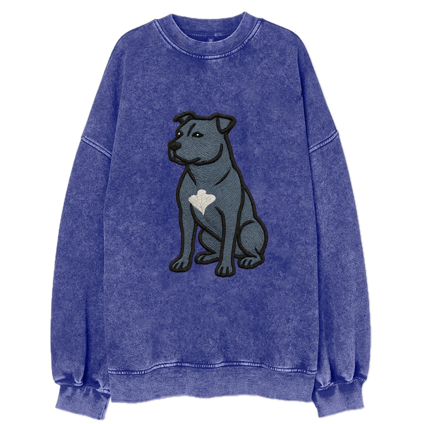 American Staffordshire Terrier - Blue embroidered design - Vintage Sweatshirt - Blue