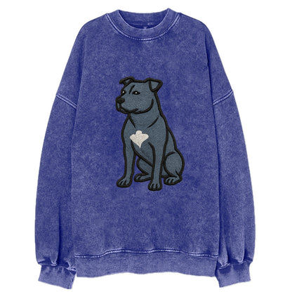 American Staffordshire Terrier - Blue embroidered design - Vintage Sweatshirt - Blue