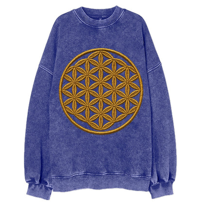 Flower of Life  - Vintage Sweatshirt - Blue