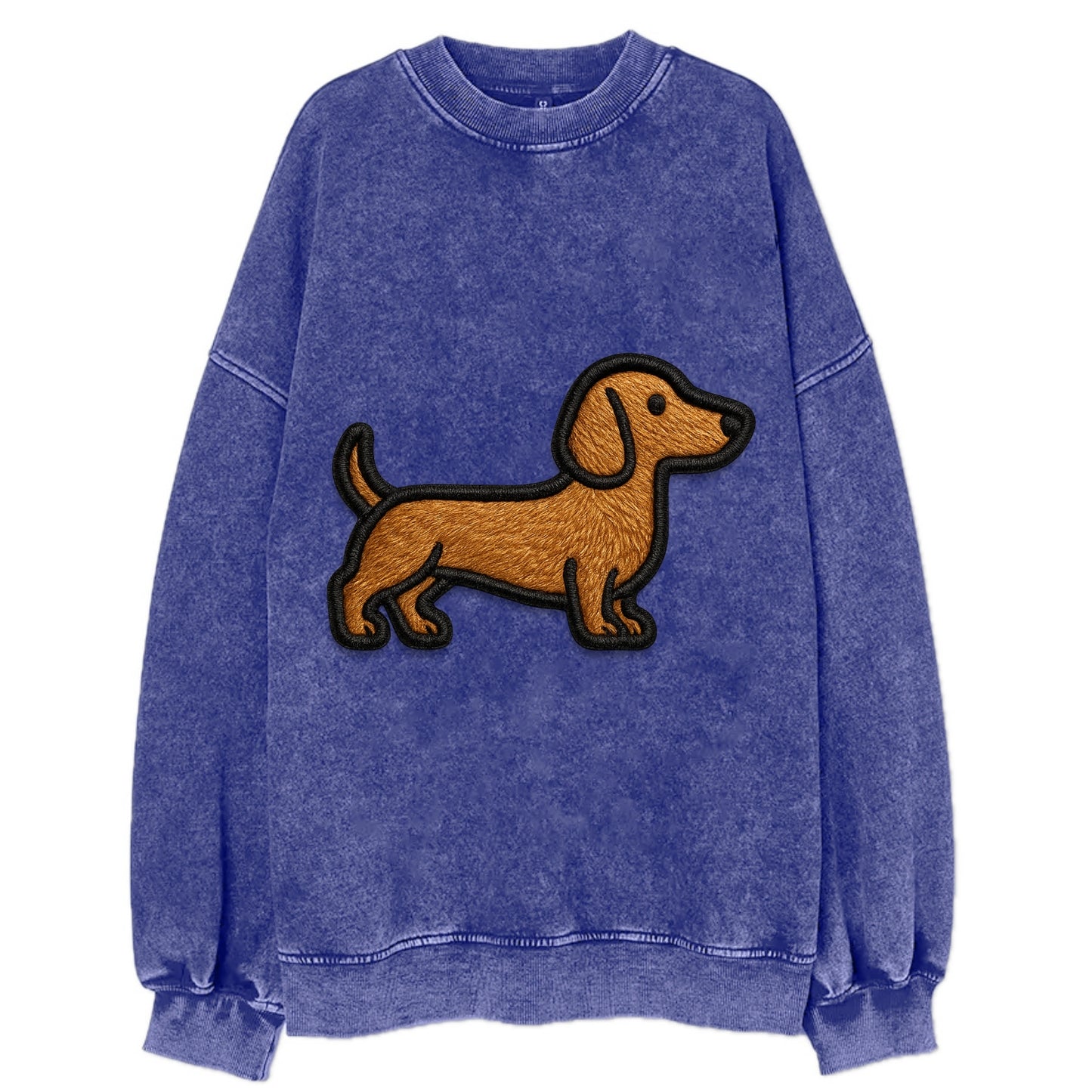Dachshund - Modern elongated silhouette - Vintage Sweatshirt - Blue