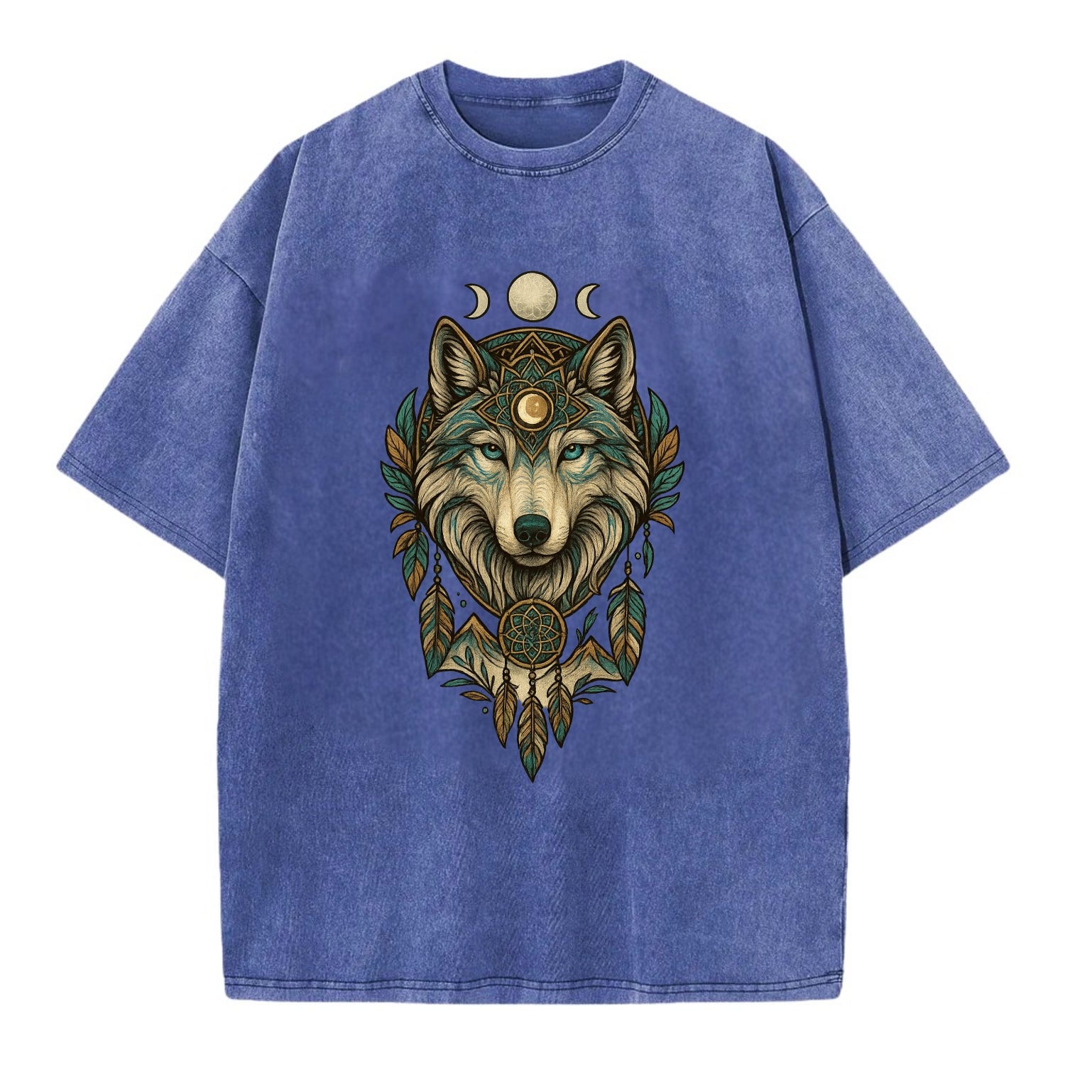 Pearl Wolf Shimmer  - Vintage T-shirt - Blue