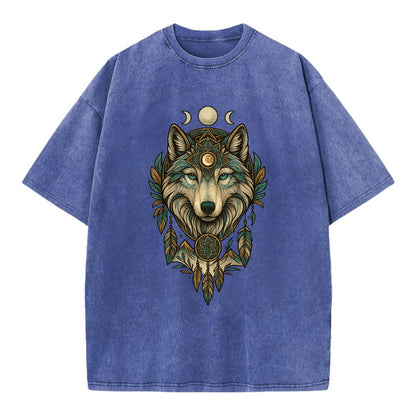 Pearl Wolf Shimmer  - Vintage T-shirt - Blue