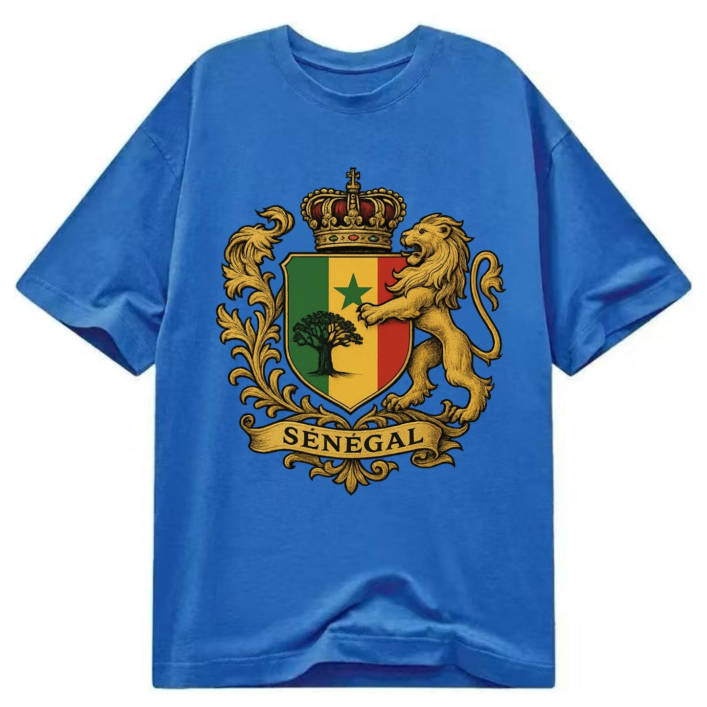 Senegal Lion Emblem  - Classic T-shirt - Blue