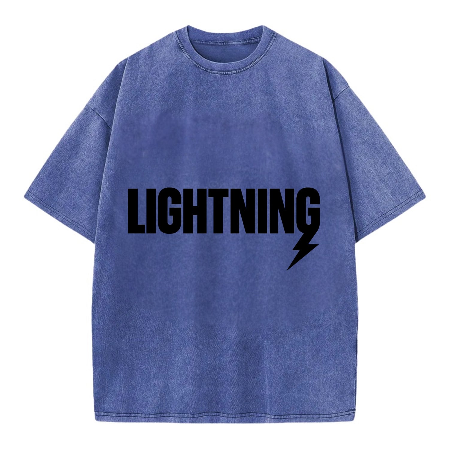 Bold typography design - "LIGHTNING" - fast, electric, striking - Vintage T-shirt - Blue
