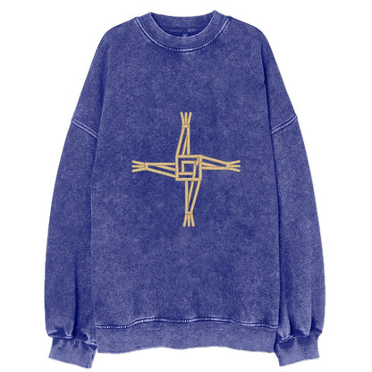 Saint Brigid's Cross  - Vintage Sweatshirt - Blue