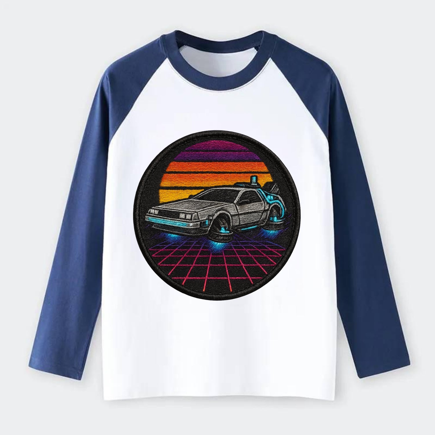 Retro Future - Raglan Long Sleeve T-Shirt - Blue