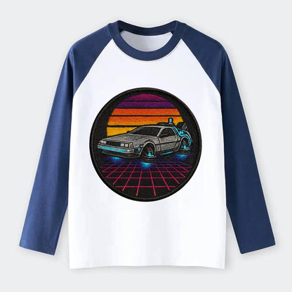 Retro Future - Raglan Long Sleeve T-Shirt - Blue