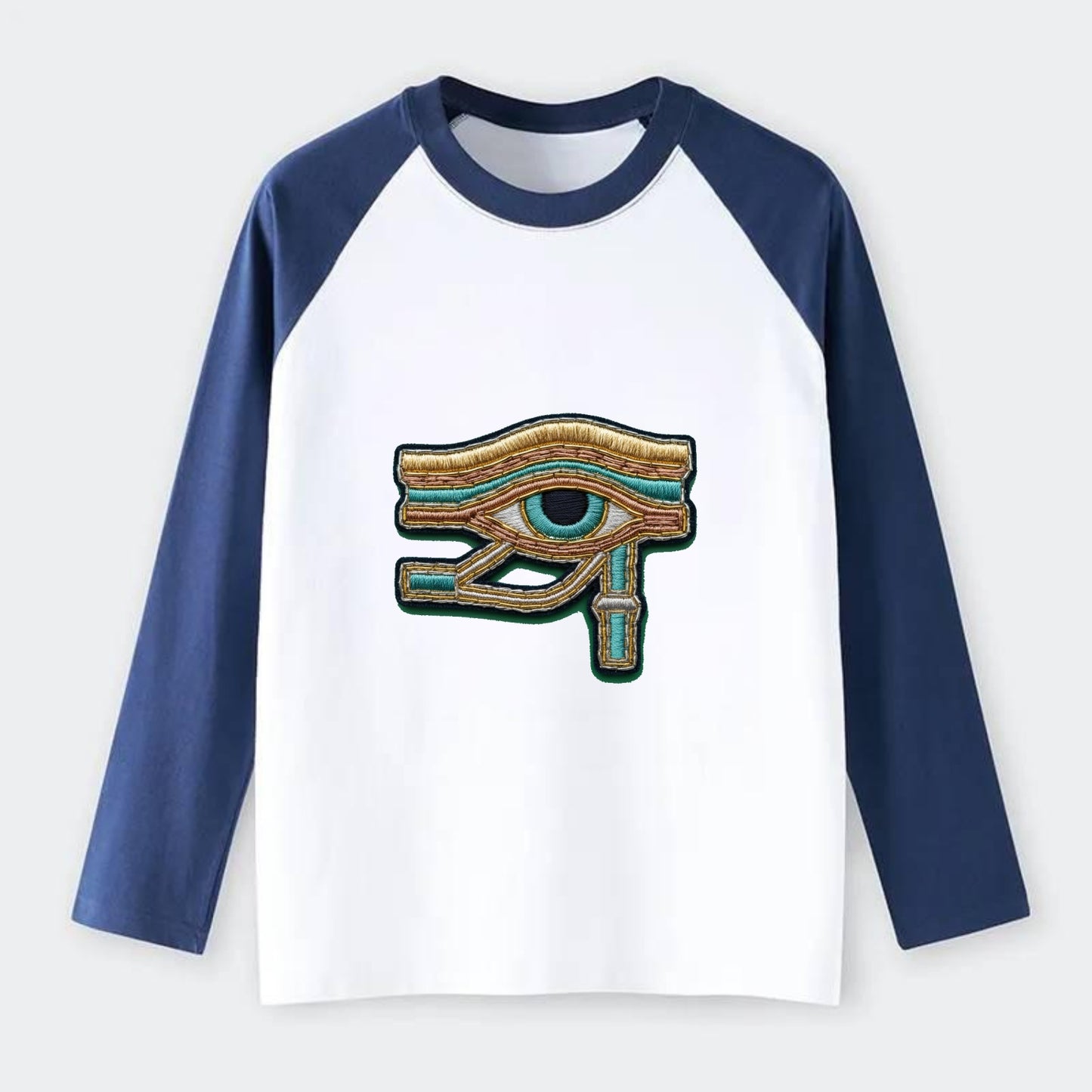 Eye of Horus - Raglan Long Sleeve T-Shirt - Blue