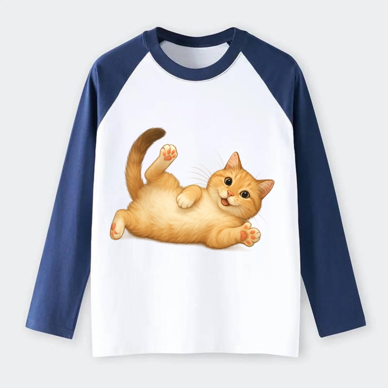 Therapy Cat  - Raglan Long Sleeve T-Shirt - Blue