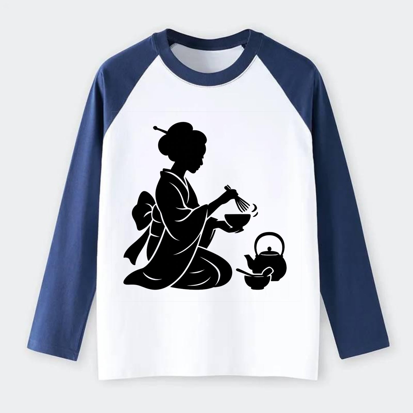 Geisha traditional tea ceremony - Raglan Long Sleeve T-Shirt - Blue