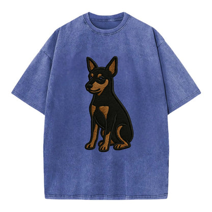 Miniature Pinscher - Black and tan sitti Vintage T-shirt - Blue