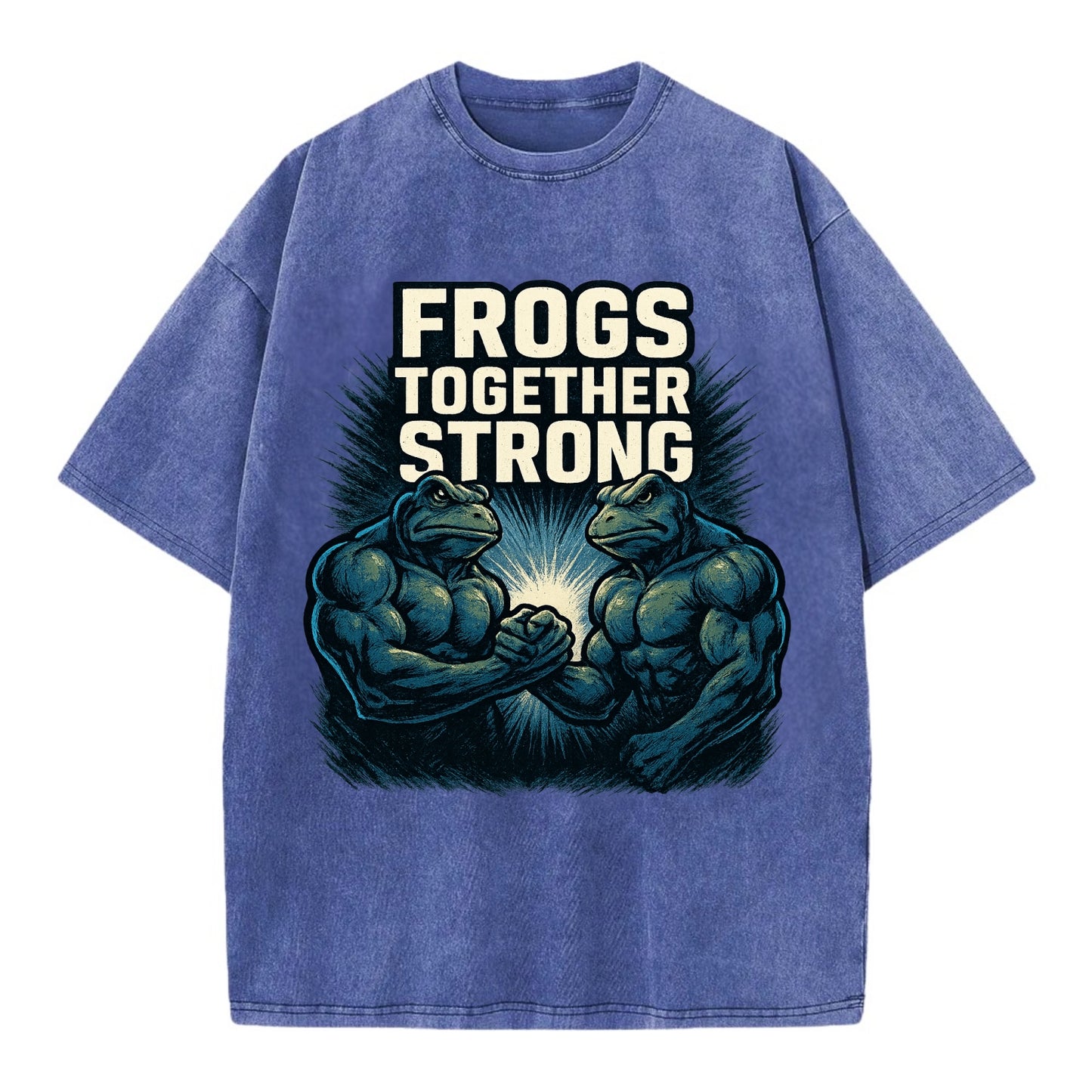 Frogs Together Strong 4 - Vintage T-shirt - Blue