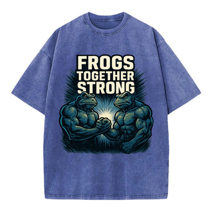 Frogs Together Strong 4 - Vintage T-shirt - Blue