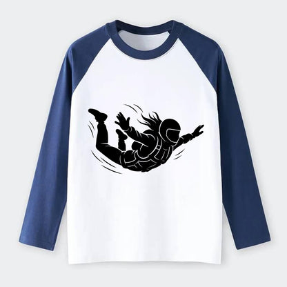 Skydiver free-fall position - Raglan Long Sleeve T-Shirt - Blue