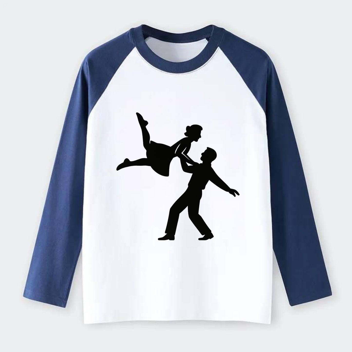 Swing dancers aerial lift - Raglan Long Sleeve T-Shirt - Blue