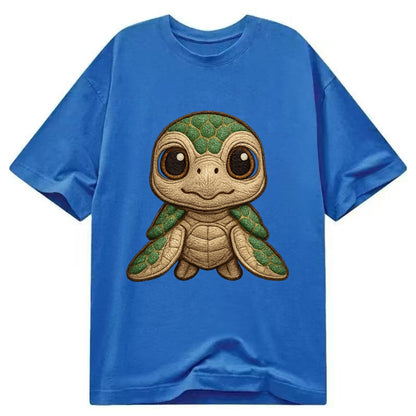 Baby Green Sea Turtle - emerald shell, large innocent brown eyes, tiny flippers, - Classic T-shirt - Blue