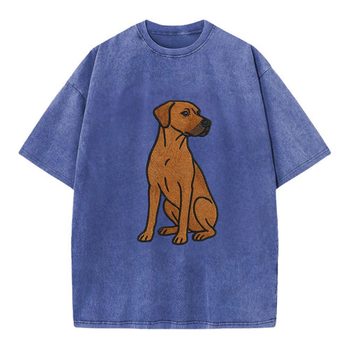 Rhodesian Ridgeback - Red wheaten embroidered pose - Vintage T-shirt