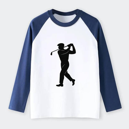 Golfer perfect swing follow-through - Raglan Long Sleeve T-Shirt - Blue