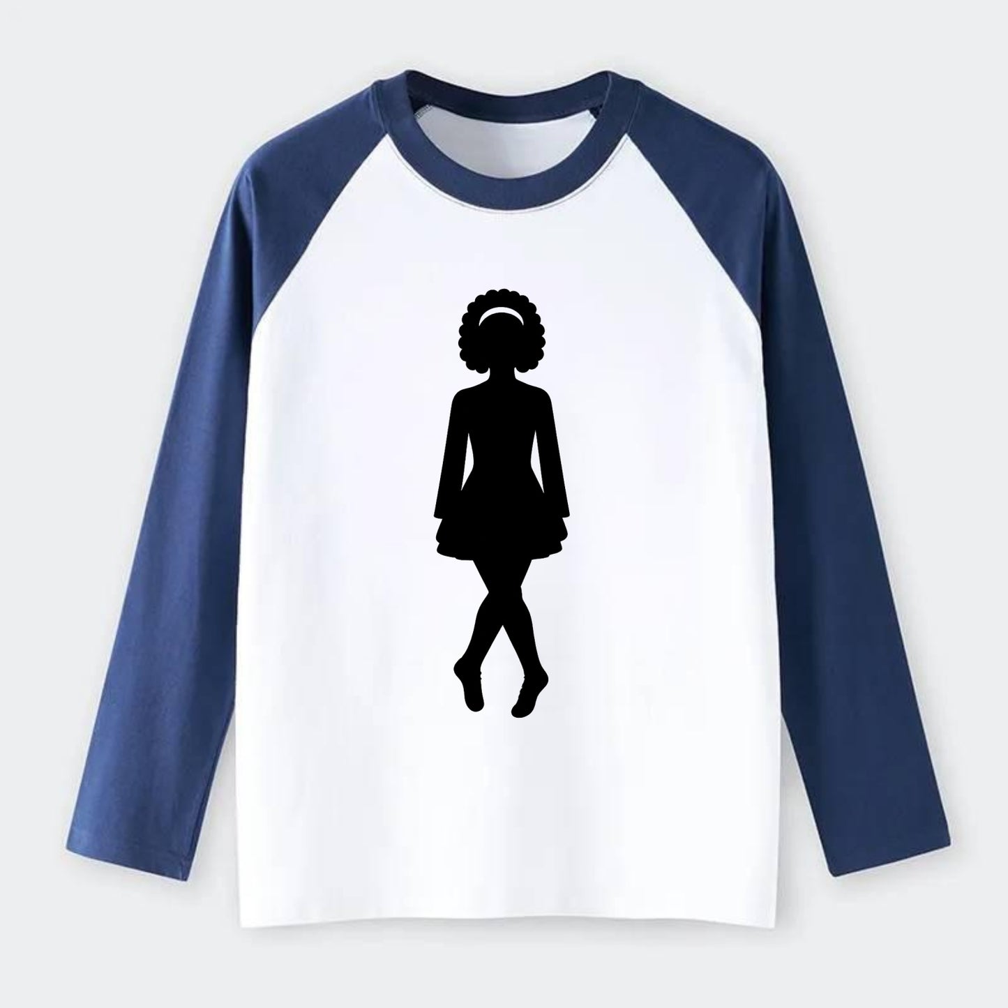Irish step dancer traditional pose - Raglan Long Sleeve T-Shirt - Blue