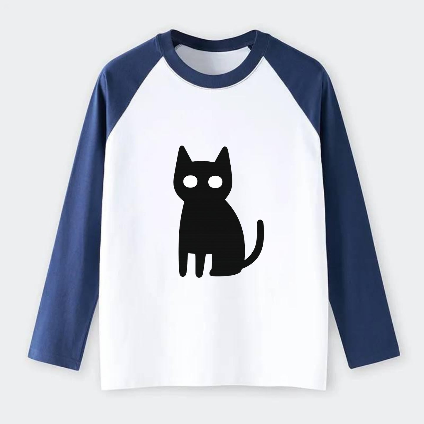 YOU MUST EMBRACE THE VOID | Black cat st - Raglan Long Sleeve T-Shirt - Blue