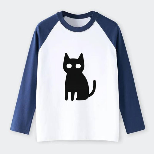 YOU MUST EMBRACE THE VOID | Black cat st - Raglan Long Sleeve T-Shirt