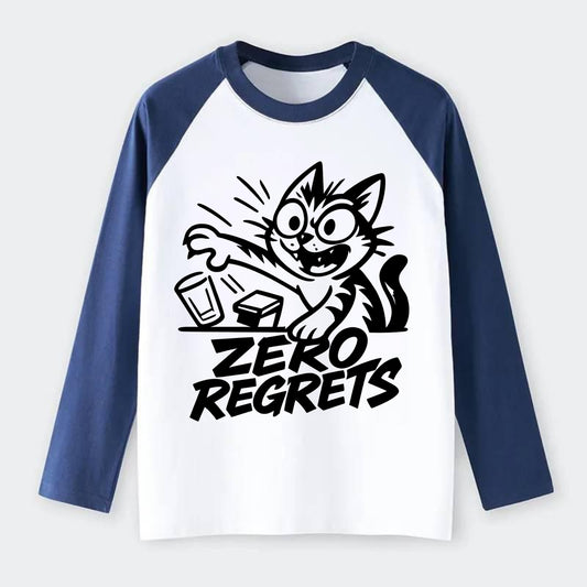 Chaos Gremlin Cat - Raglan Long Sleeve T-Shirt - Blue