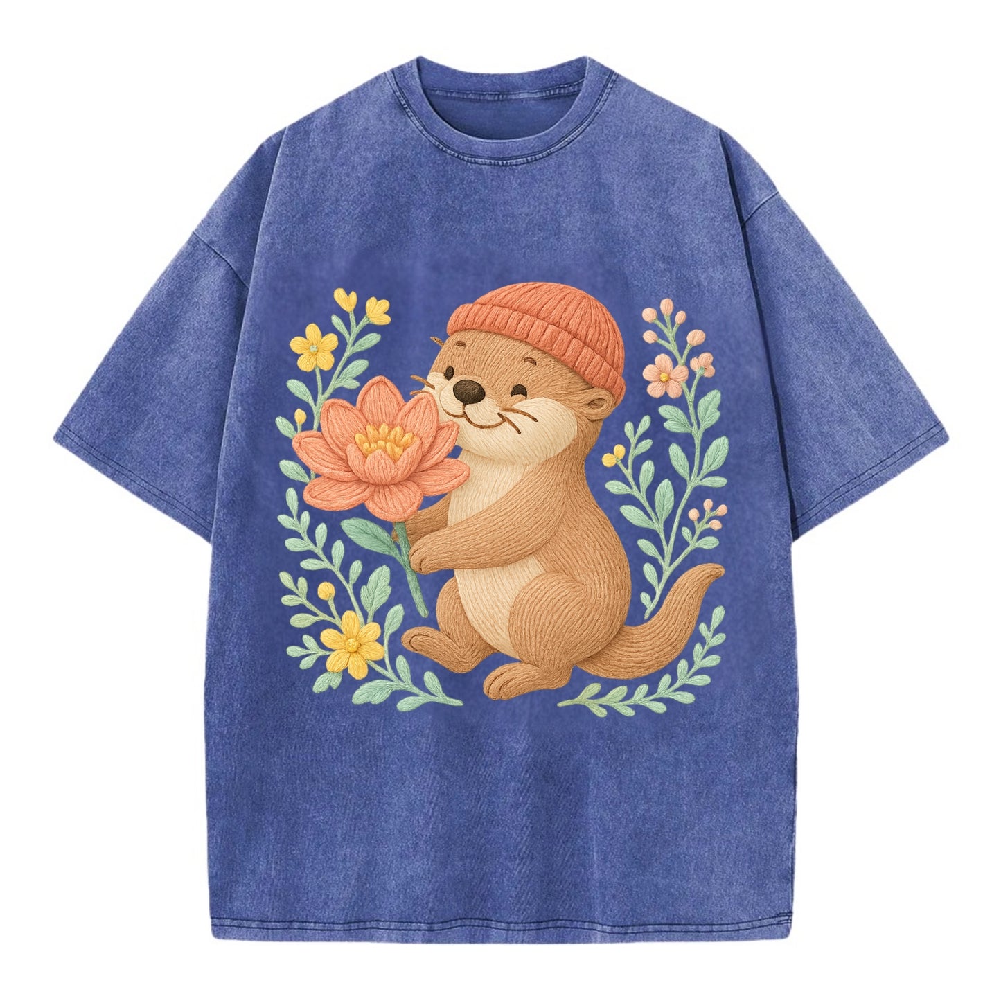 Peach Otter - Vintage T-shirt - Blue