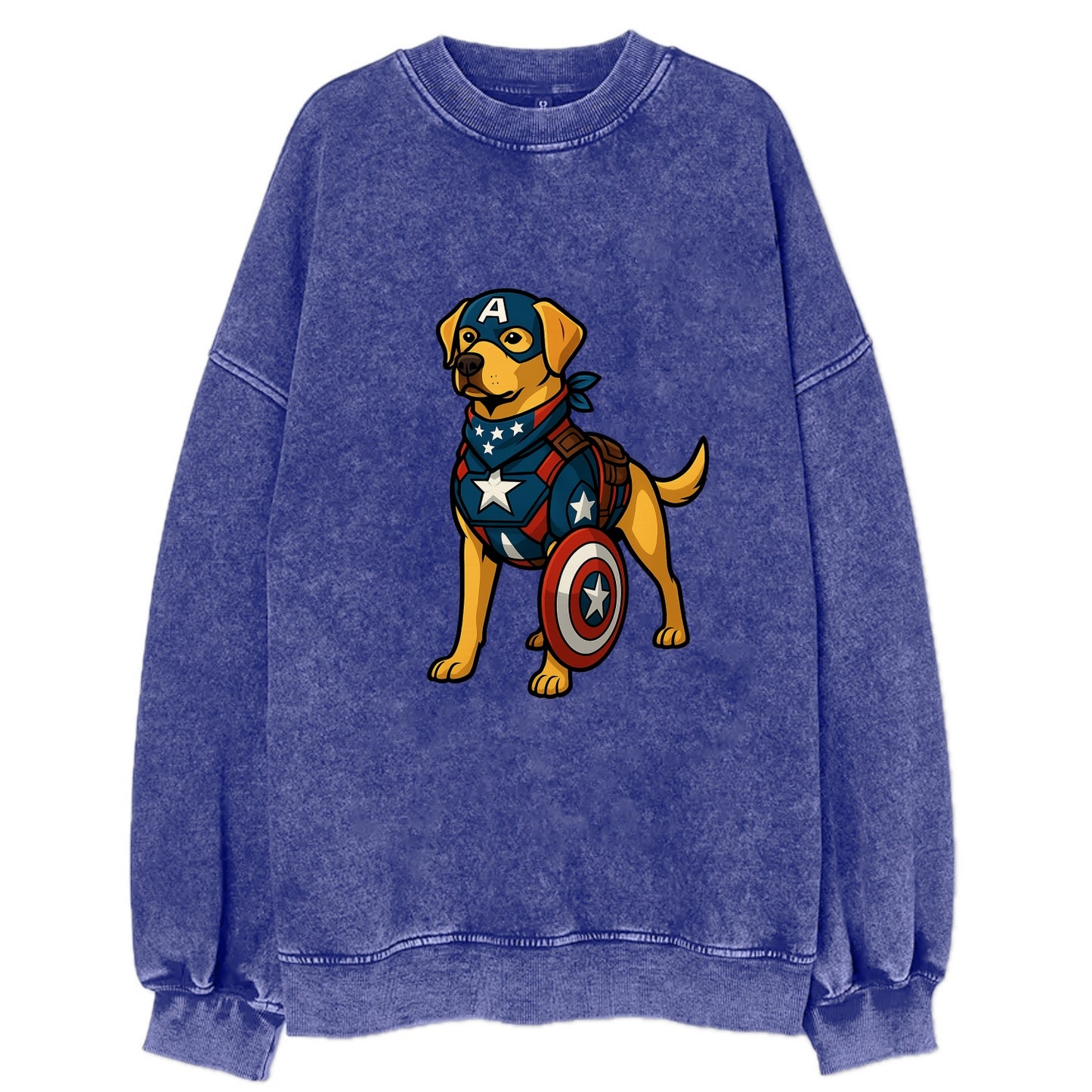 Labrador Captain America  - Vintage Sweatshirt - Blue