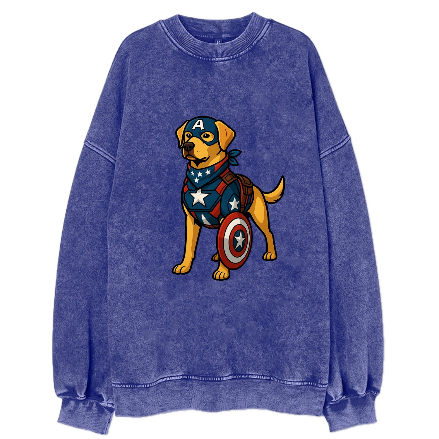 Labrador Captain America  - Vintage Sweatshirt - Blue
