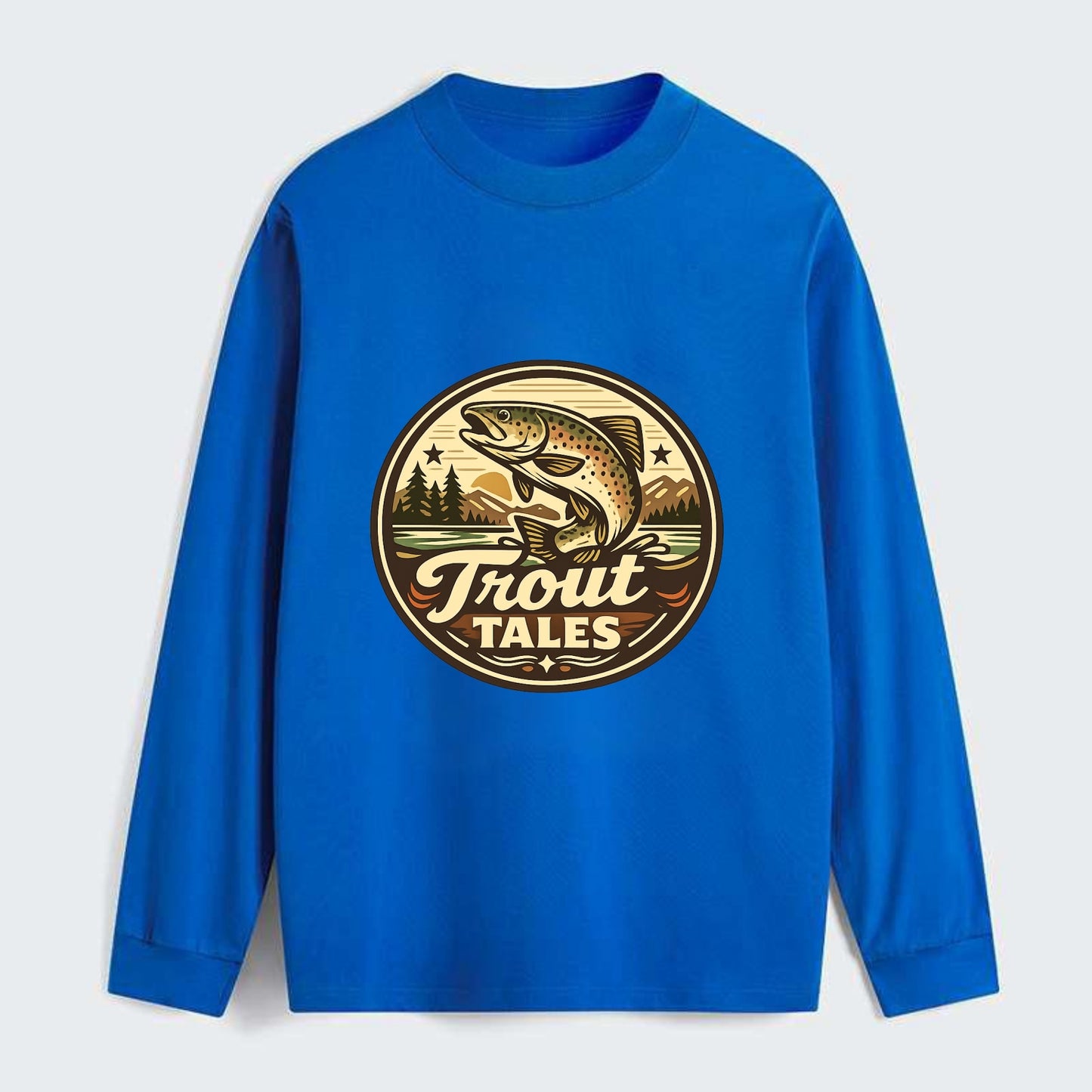 Trout Tales Adventure Emblem - Classic Long Sleeve Shirt - Blue