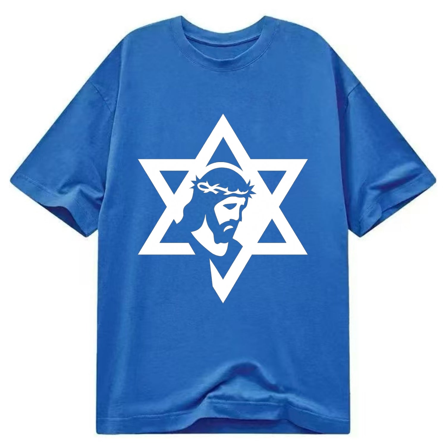 Star of David - negative space forms two overlapping triangles with hidden meaning - Classic T-shirt - Blue