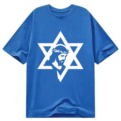 Star of David - negative space forms two overlapping triangles with hidden meaning - Classic T-shirt - Blue