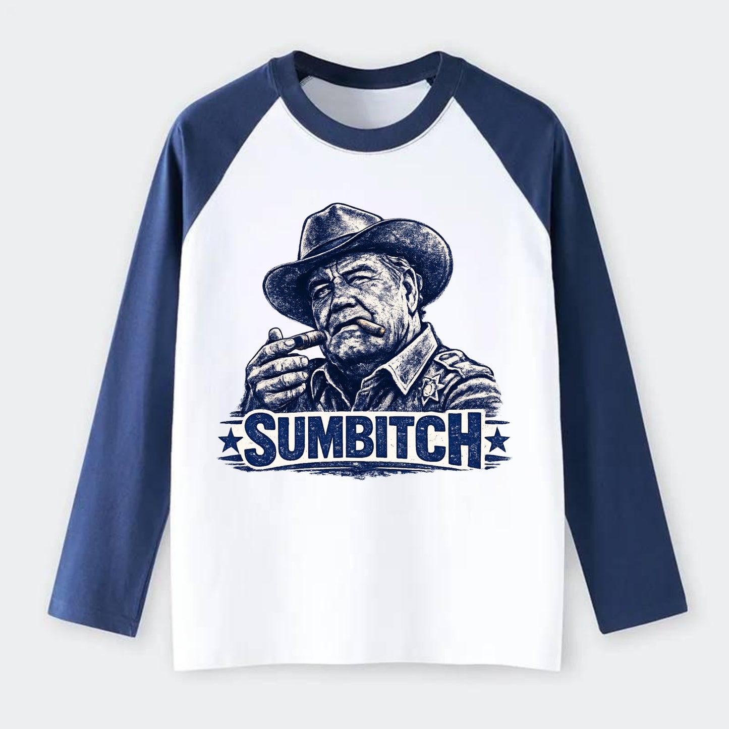 Sumbitch - Raglan Long Sleeve T-Shirt - Blue