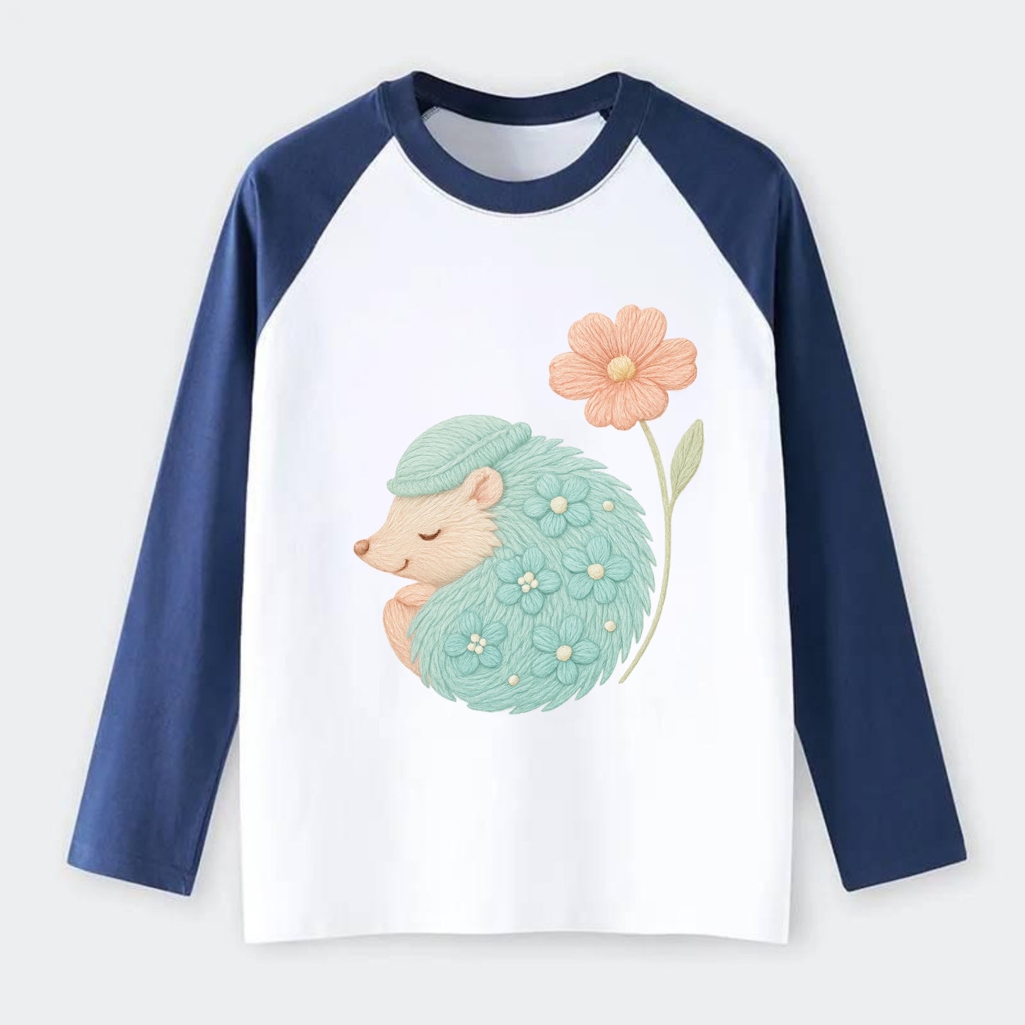 Aqua Hedgehog - Raglan Long Sleeve T-Shirt - Blue