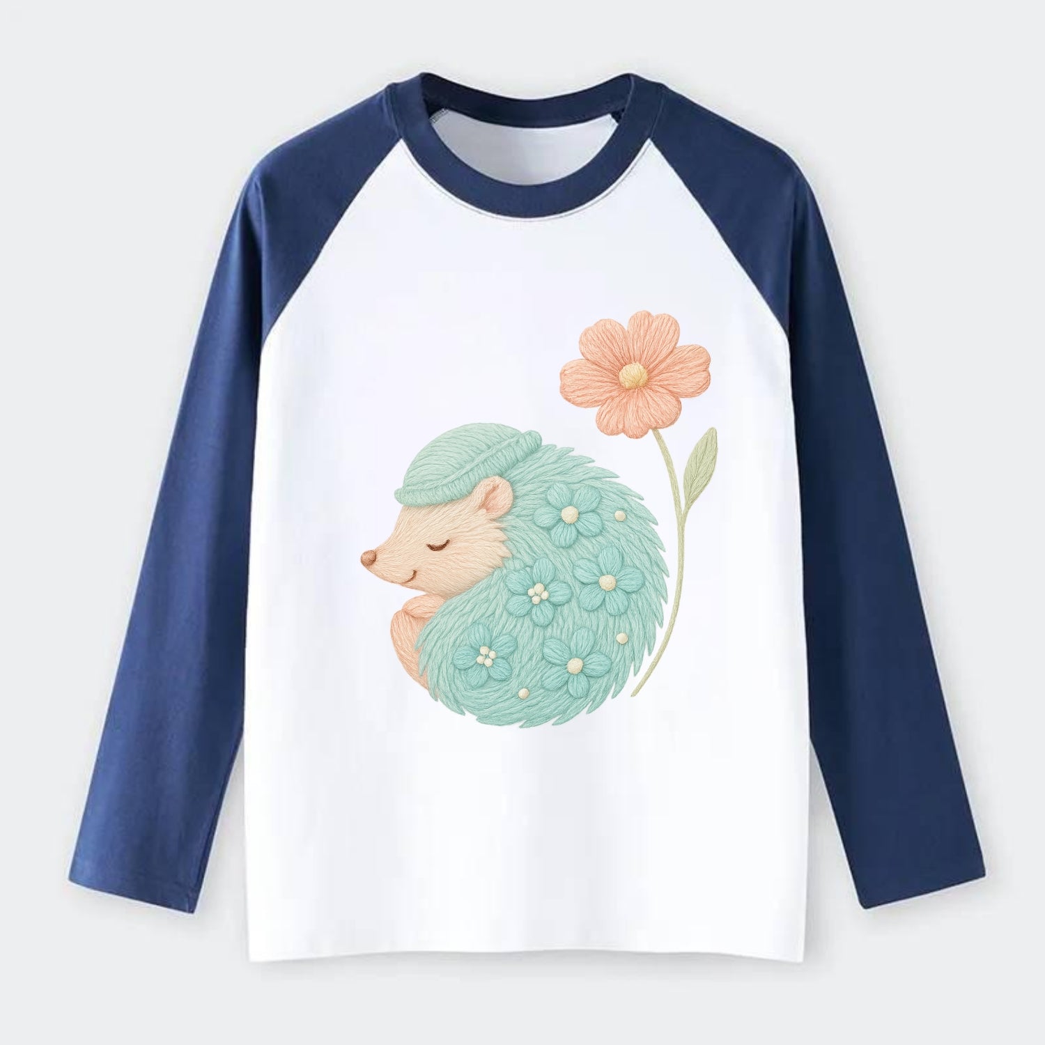 Aqua Hedgehog - Raglan Long Sleeve T-Shirt - Blue