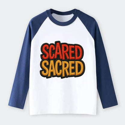 SCARED;SACRED JOURNEY Spiritual Purple Hat - Raglan Long Sleeve T-Shirt - Blue