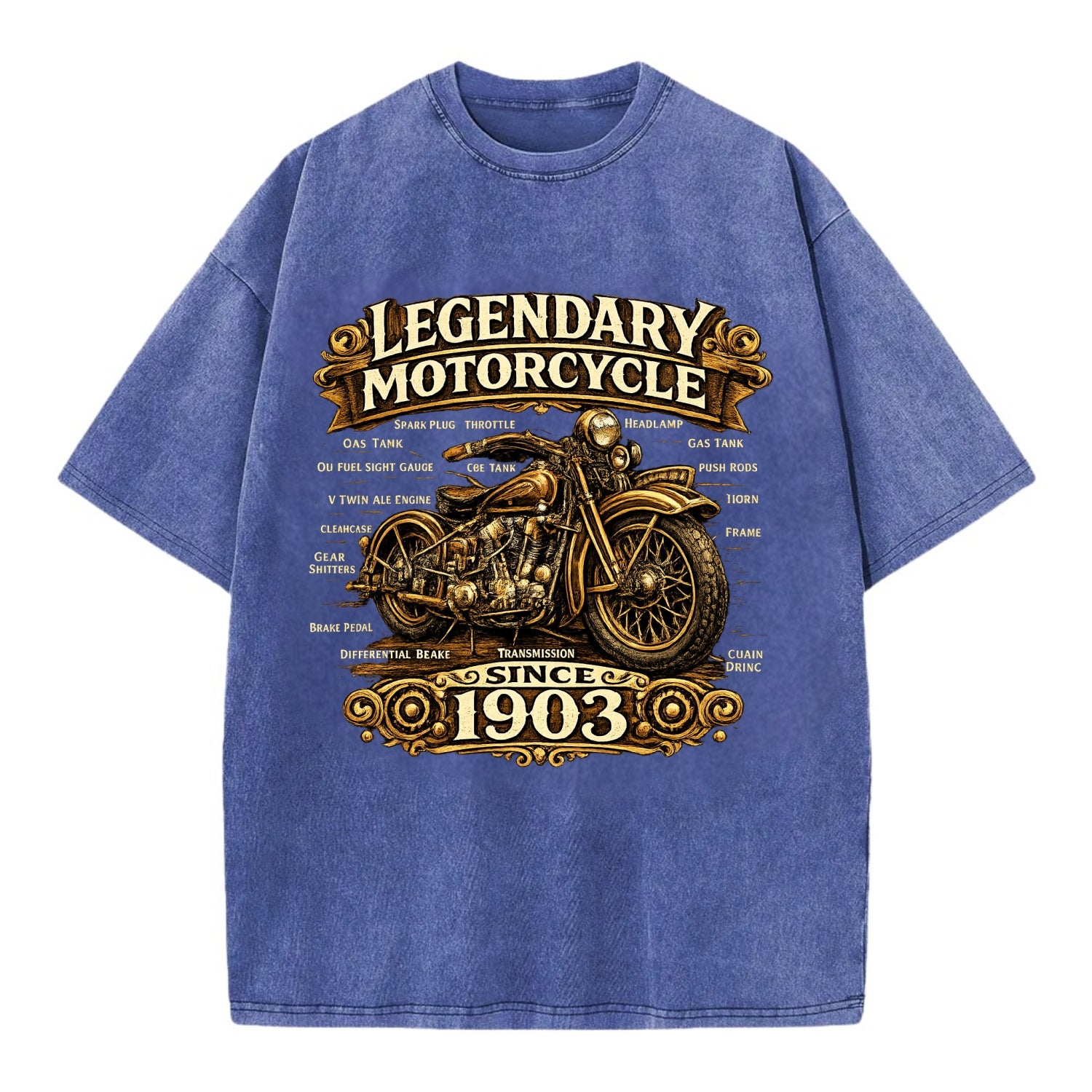 Legendary Motorcycle 1903 - Vintage T-shirt - Blue