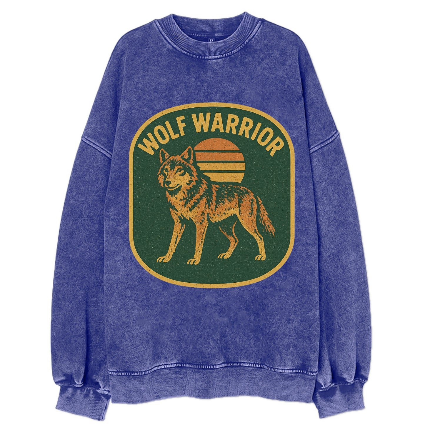 Wolf Warrior  - Vintage Sweatshirt - Blue