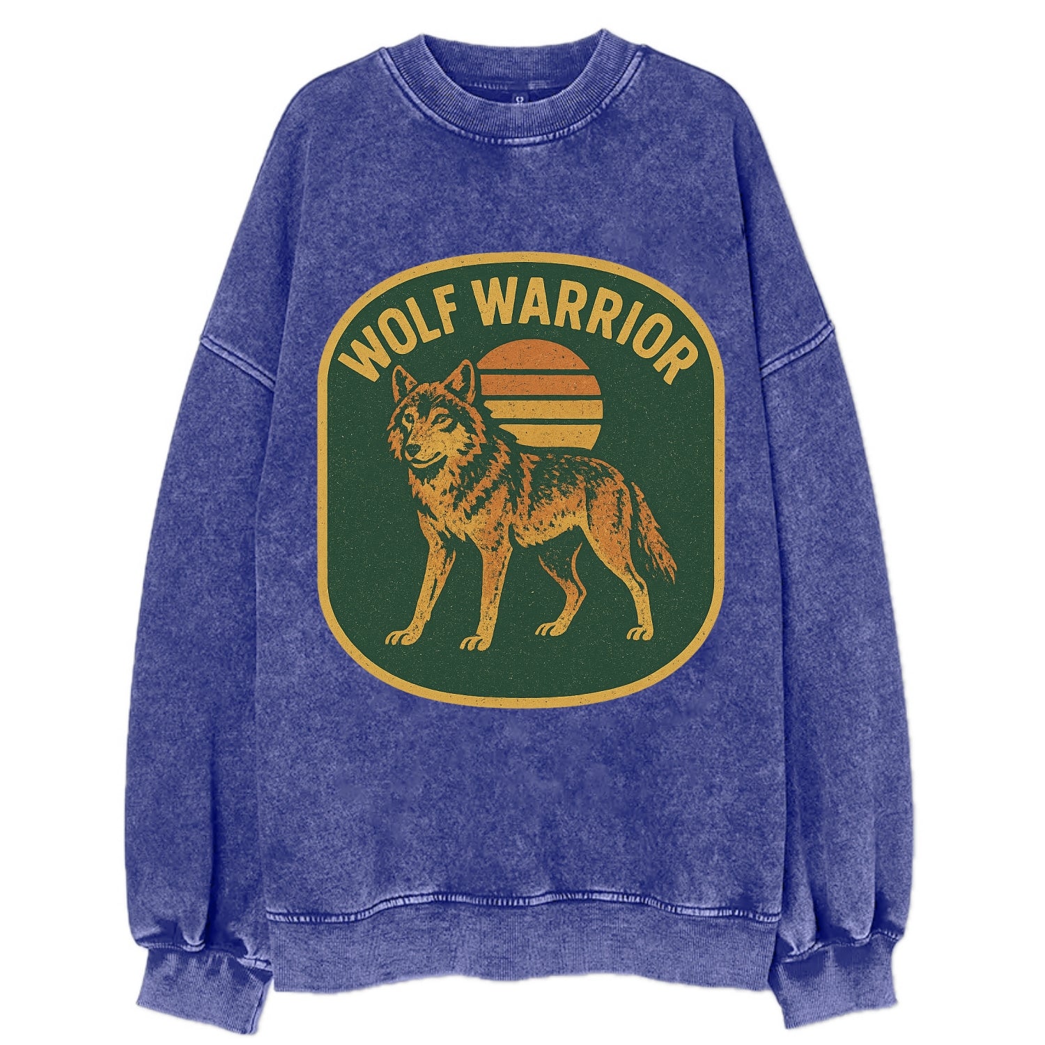 Wolf Warrior  - Vintage Sweatshirt - Blue