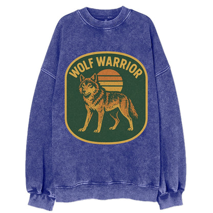 Wolf Warrior  - Vintage Sweatshirt - Blue