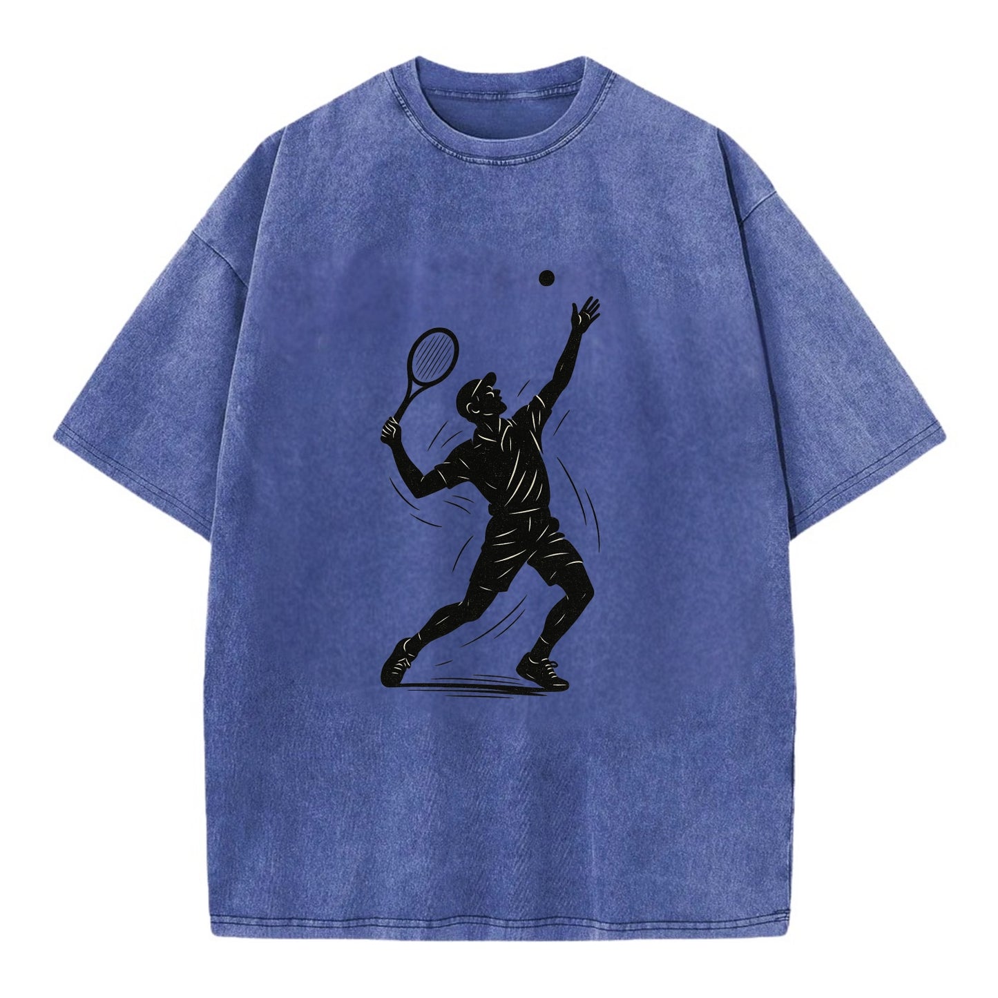 Tennis player serving with powerful form - Vintage T-shirt - Blue