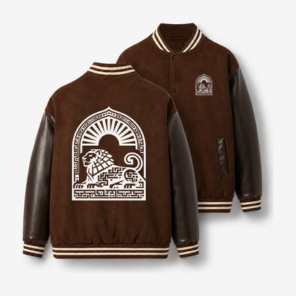 Persian Lion Arch Baseball Jacket – Brown