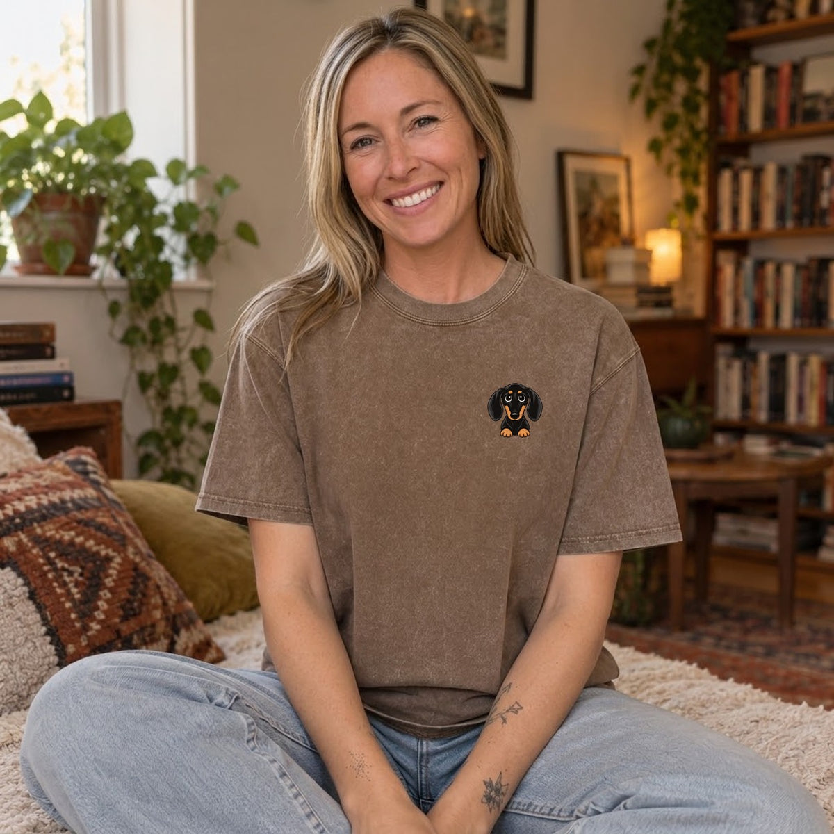 Brown — worn by a model