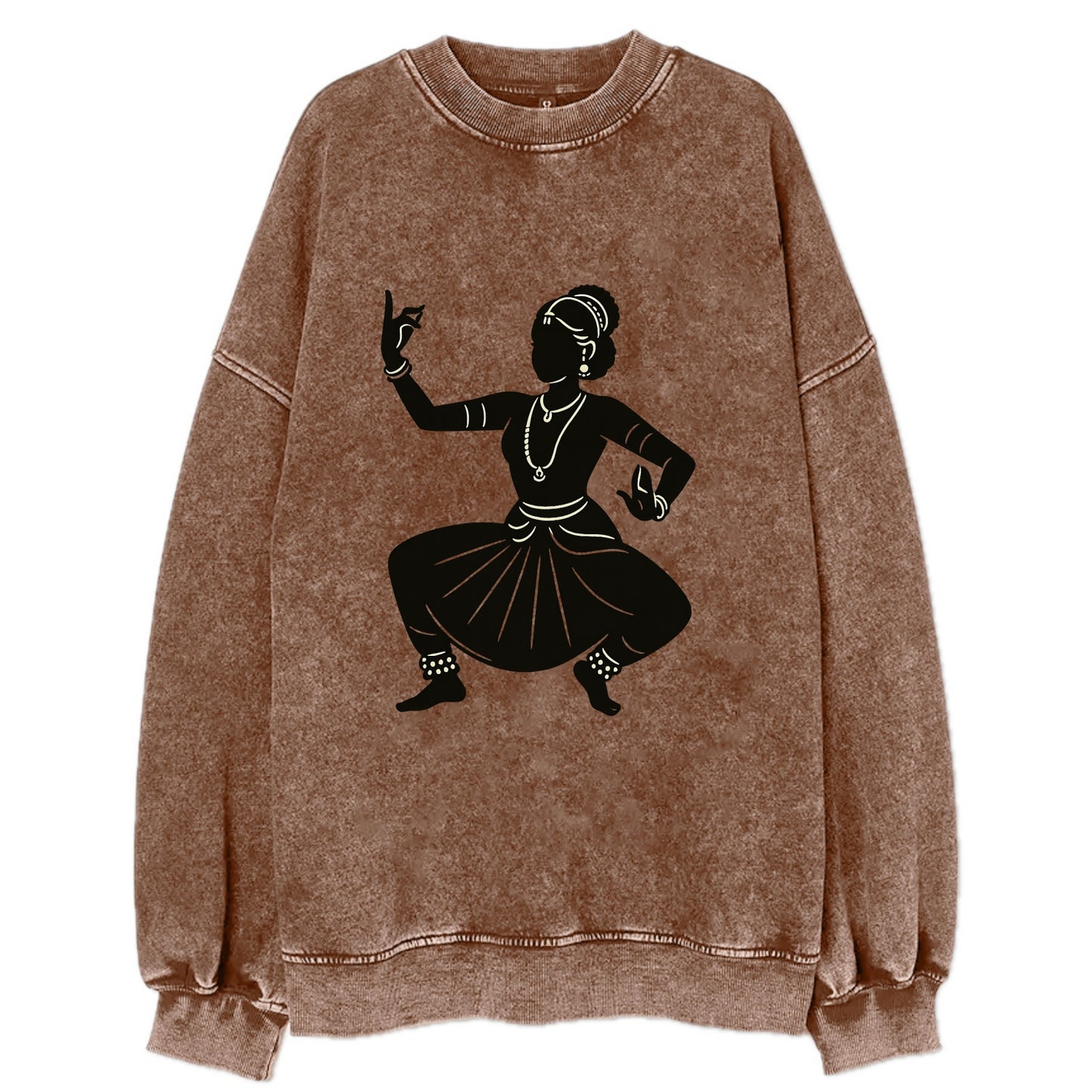 Bharatanatyam classical Indian pose - Vintage Sweatshirt - Brown