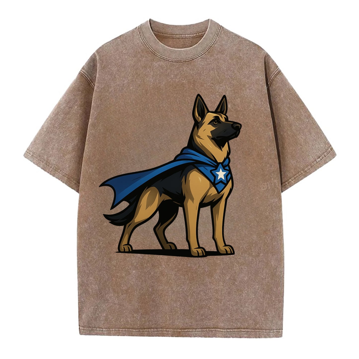 German Shepherd Patriotic Hero  - Vintage T-shirt - Brown