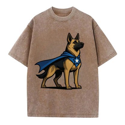 German Shepherd Patriotic Hero  - Vintage T-shirt - Brown