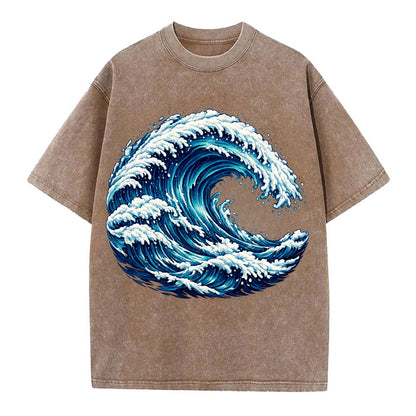 Ocean Wave - Vintage T-shirt - Brown