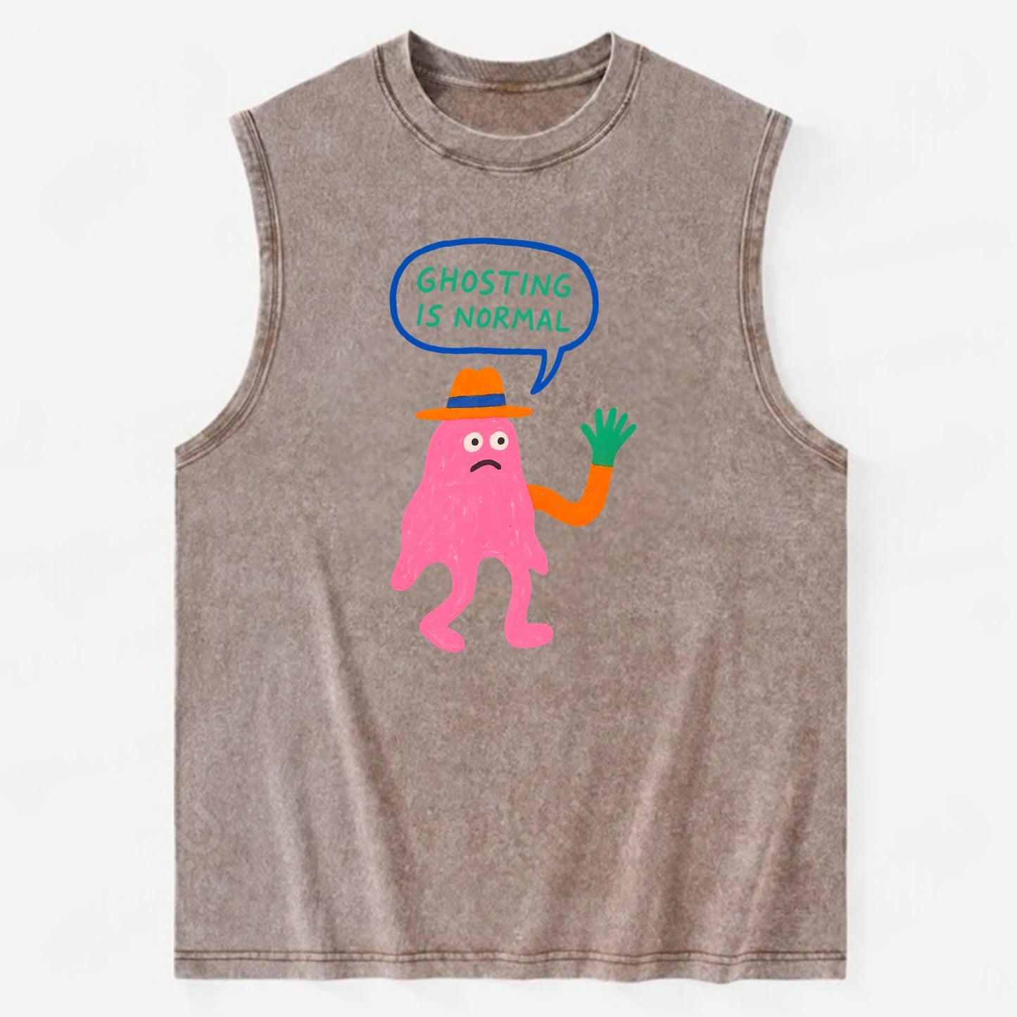 GHOSTING IS NORMAL | Transparent ghost texting - Vintage Washed Tank - Brown