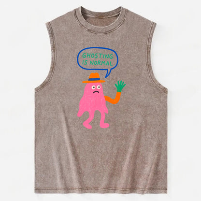 GHOSTING IS NORMAL | Transparent ghost texting - Vintage Washed Tank - Brown