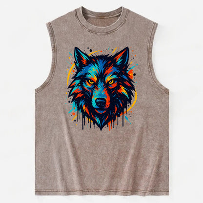 Alpha Wolf Leader  - Vintage Washed Tank - Brown